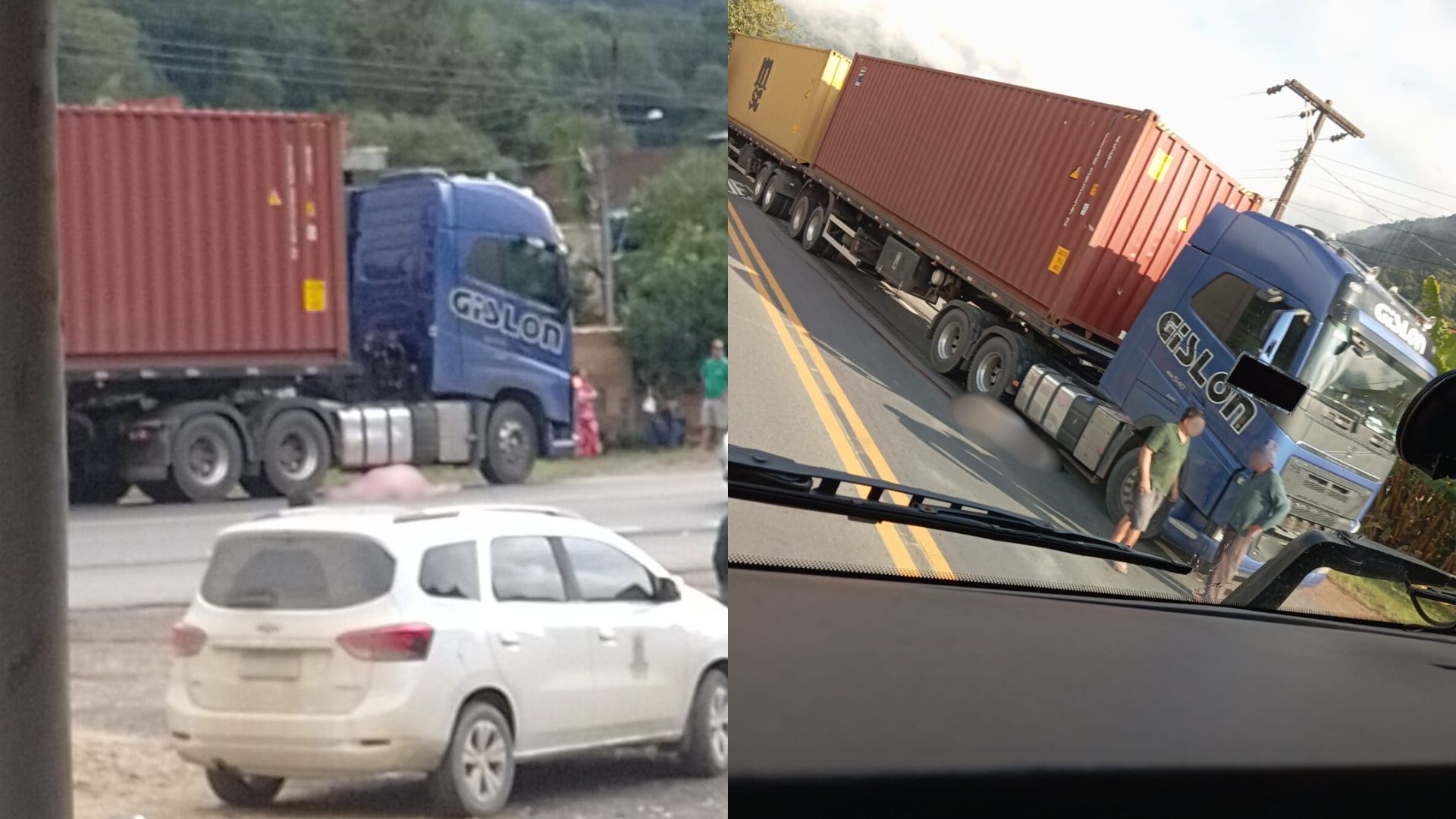 Imagens mostram momento em que idoso morre atropelado por caminhão na BR-470