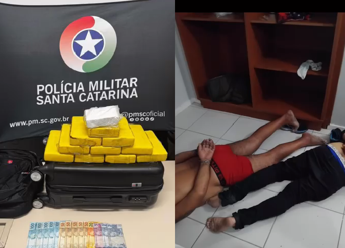 Megaoperação da PM flagra dupla com mais de 11 kg de cocaína em hotel de luxo em SC
