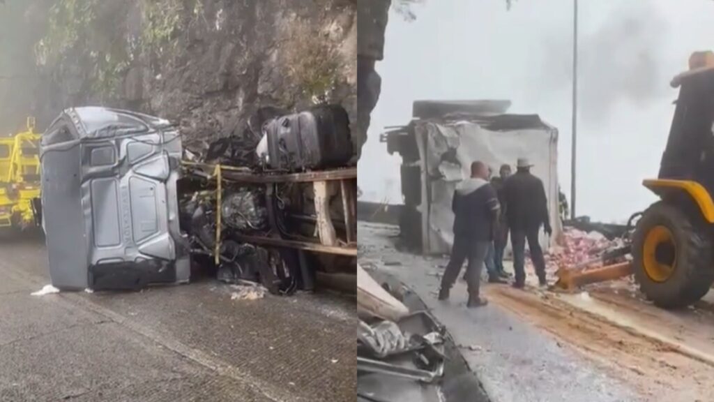 Caminhão tomba na Serra do Rio do Rastro e SC-390 segue interditada