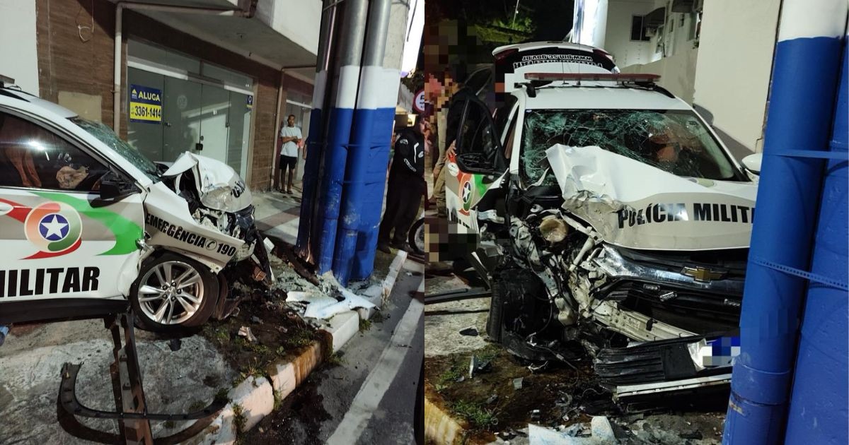 Acidente com viatura deixa dois policiais feridos em Balneário Camboriú