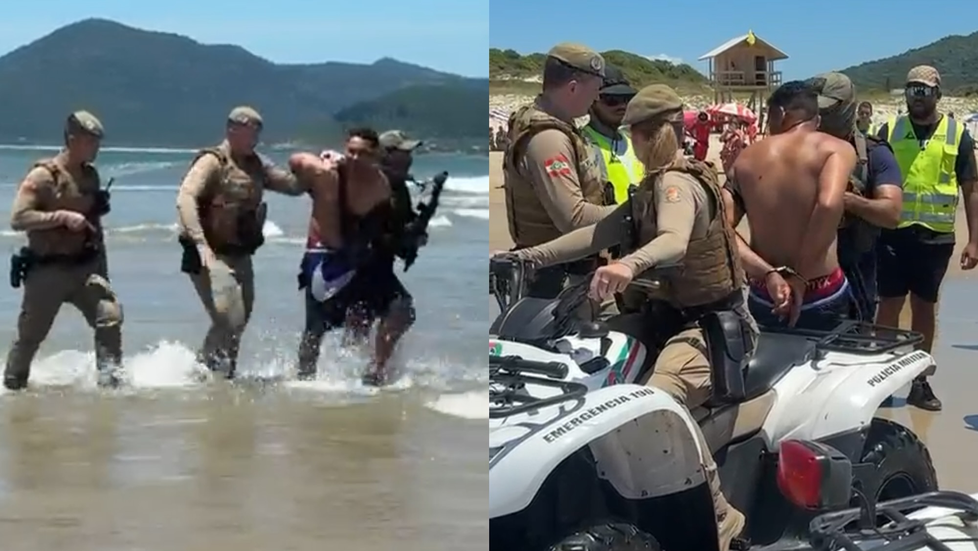 Suposto ‘vendedor ambulante’ se joga no mar em Florianópolis, mas acaba detido com R$ 6 mil
