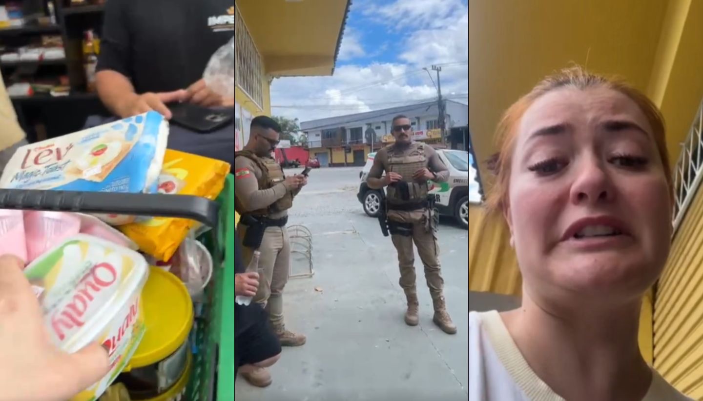 Mulher enche cestinha com produtos vencidos e chama a PMSC pra levar de graça: ‘meu direito!’