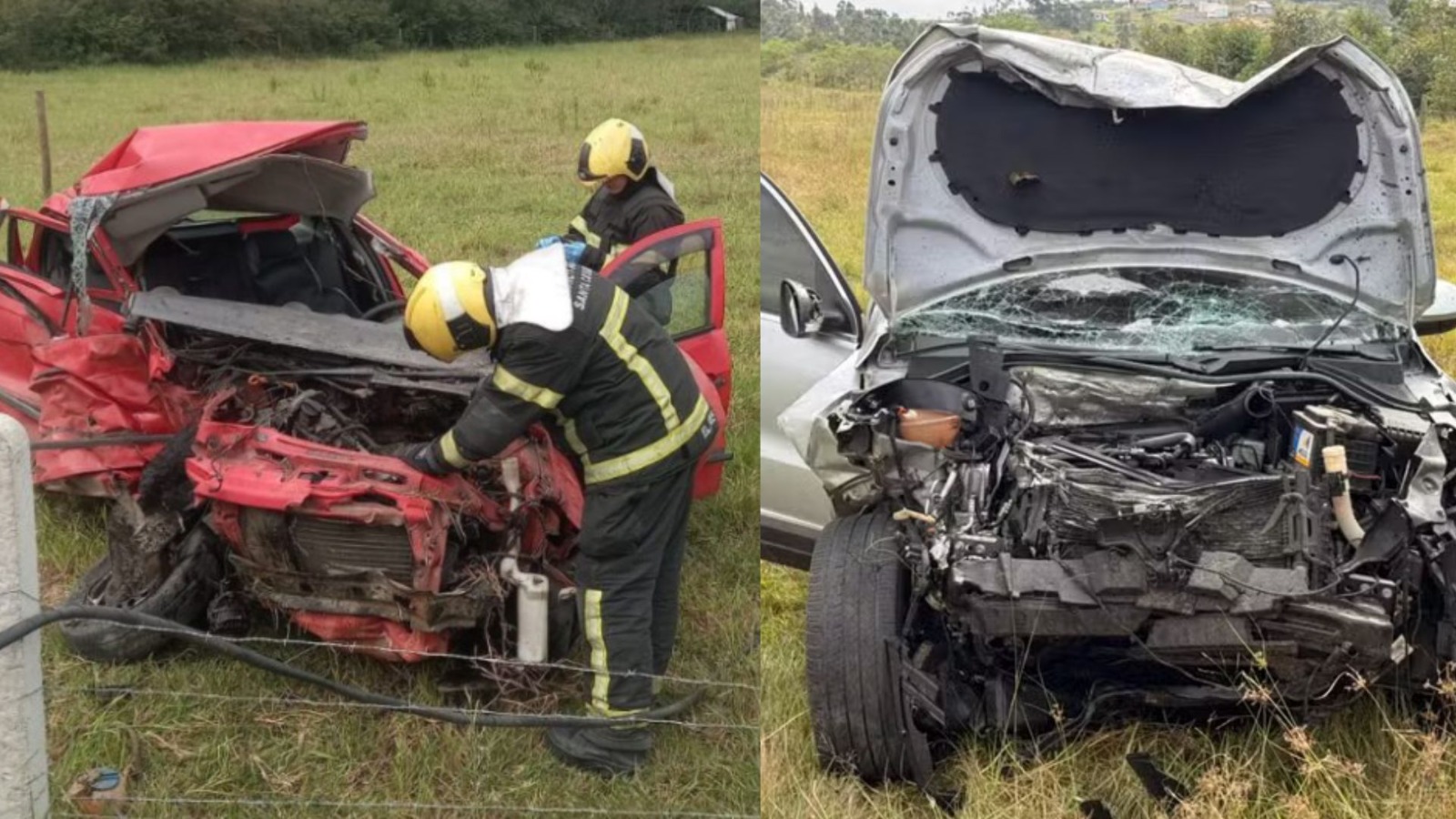Motorista morre após violenta batida deixar carros destruídos no Sul de SC