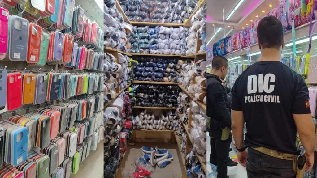 Operação da Polícia Civil apreende mais de R$ 1 milhão em produtos falsificados no centro de Joinville