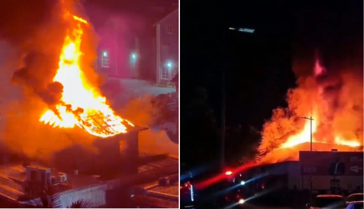 Incêndio de grandes proporções destrói casa de eventos durante festa em Joinville