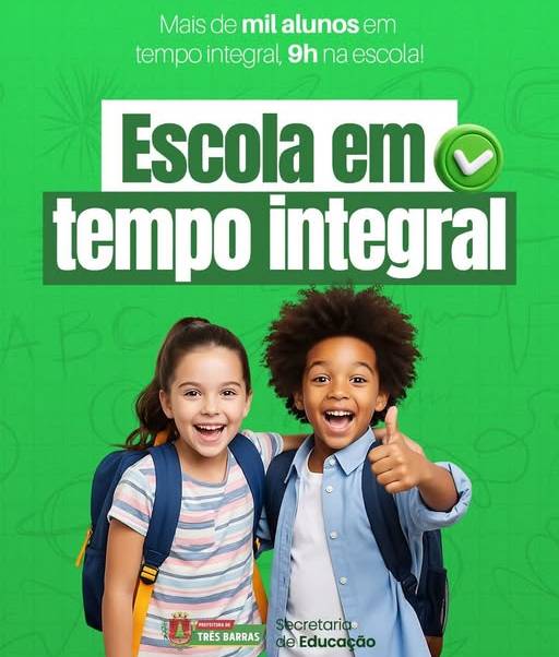 Três Barras fortalece o ensino com ampliação da jornada escolar