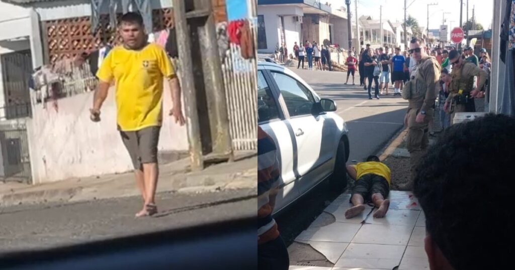 PMSC acaba com “surto” de homem armado com faca na porta de creche: “crianças em pânico”