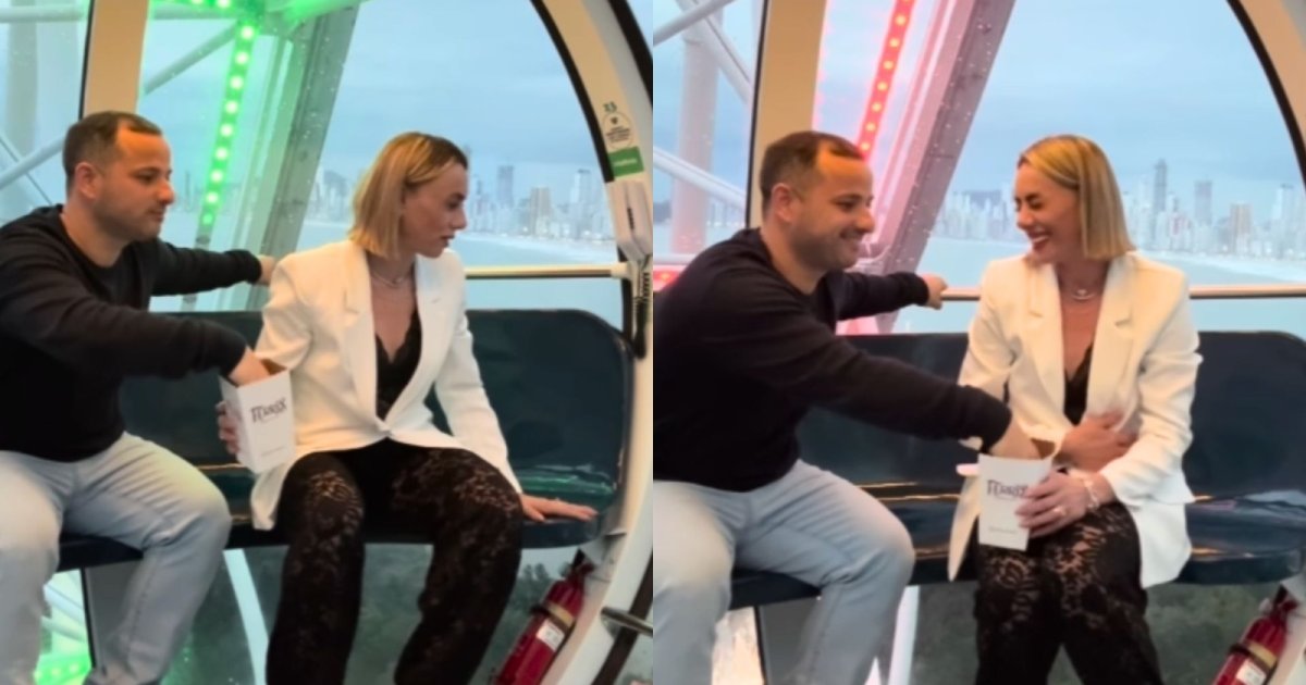 casal viraliza ao passar “sufoco” divertido em roda-gigante de BC