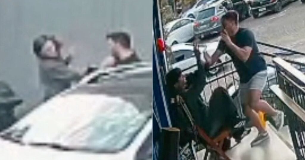 homem é flagrado dando “tapa na cara” e chute em mulher em Blumenau