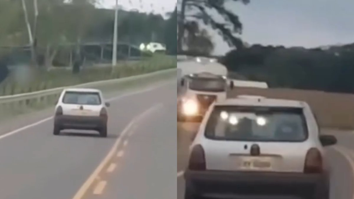 motorista roda na contramão de BR e escapa por pouco de colisão frontal com caminhão em SC