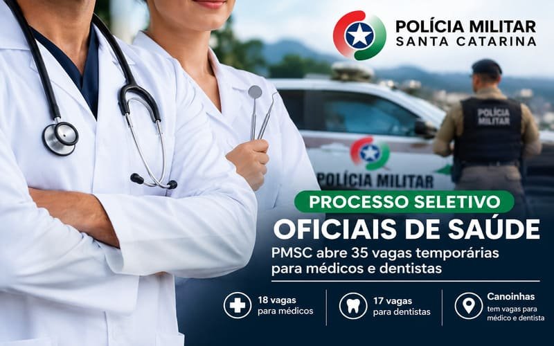 Polícia Militar abre inscrições para Oficiais de Saúde com salários de R$ 19,8 mil