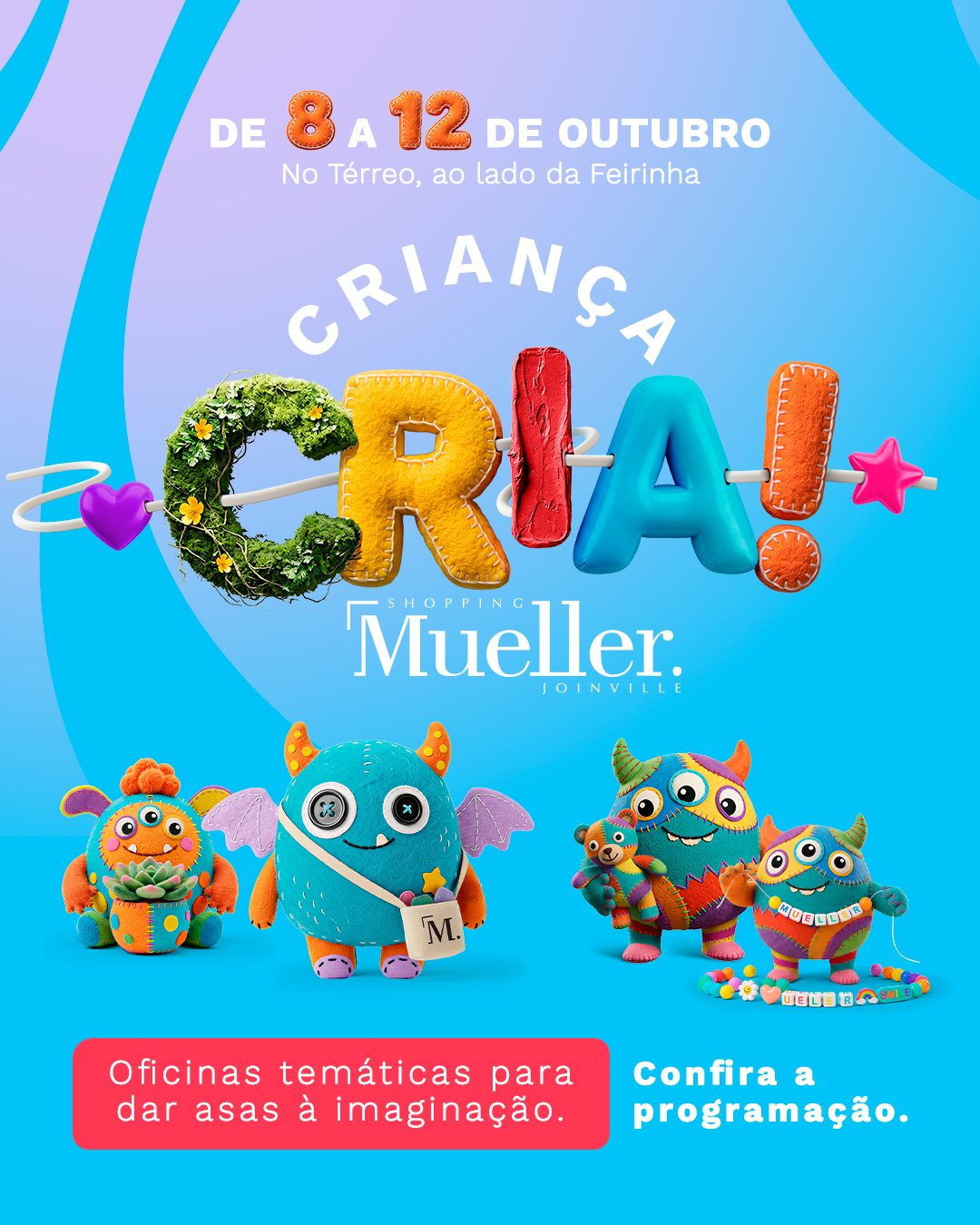 Semana das Crianças terá oficinas infantis gratuitas no Shopping Mueller
